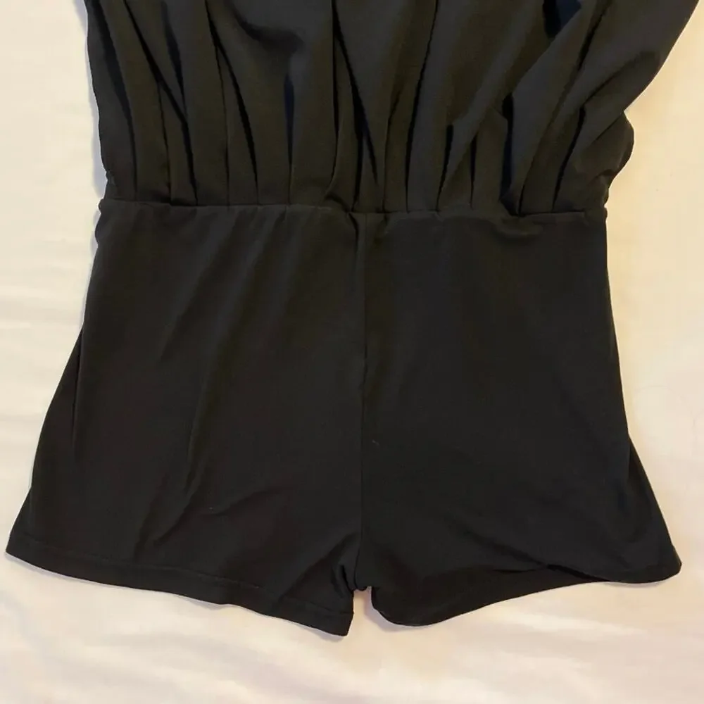Indero Black Tennis Skort Womens Size L Pleated Feminine Pickleball Stretch Mini